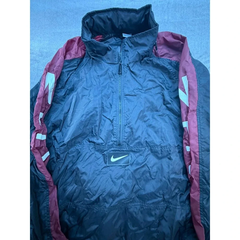 Vintage Y2K Nike Windbreaker Rain Pullover Pack away Hood‎ Black XXL